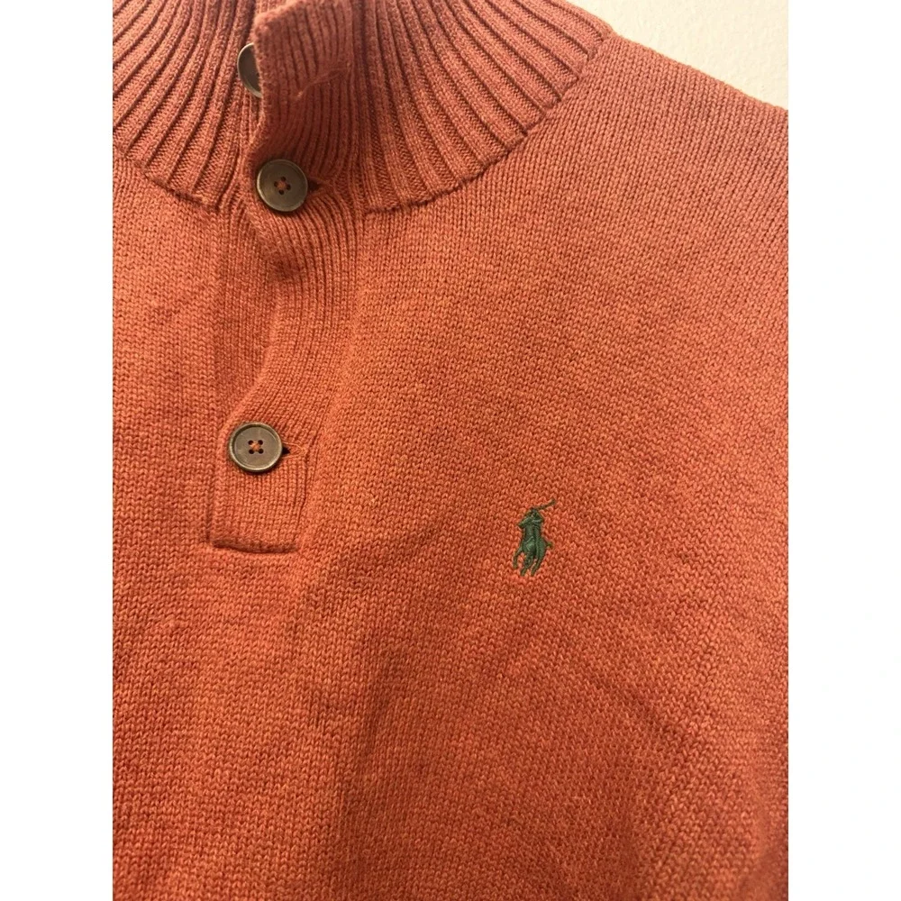VTG Polo Ralph Lauren Men's L Quarter‎ Button Mock Neck Cotton Pullover